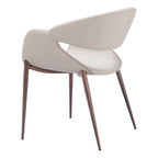 Set of Two Beige and Brown Upholstered Faux Leather Open Back Dining Arm Chairs