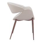 Set of Two Beige and Brown Upholstered Faux Leather Open Back Dining Arm Chairs