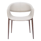 Set of Two Beige and Brown Upholstered Faux Leather Open Back Dining Arm Chairs