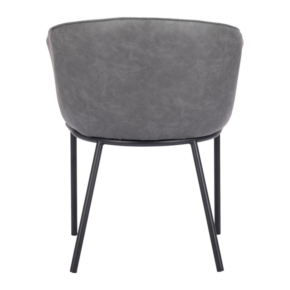 Brown and Black Upholstered Faux Leather Dining Arm Chair