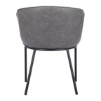 Brown and Black Upholstered Faux Leather Dining Arm Chair