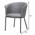 Brown and Black Upholstered Faux Leather Dining Arm Chair