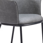 Brown and Black Upholstered Faux Leather Dining Arm Chair