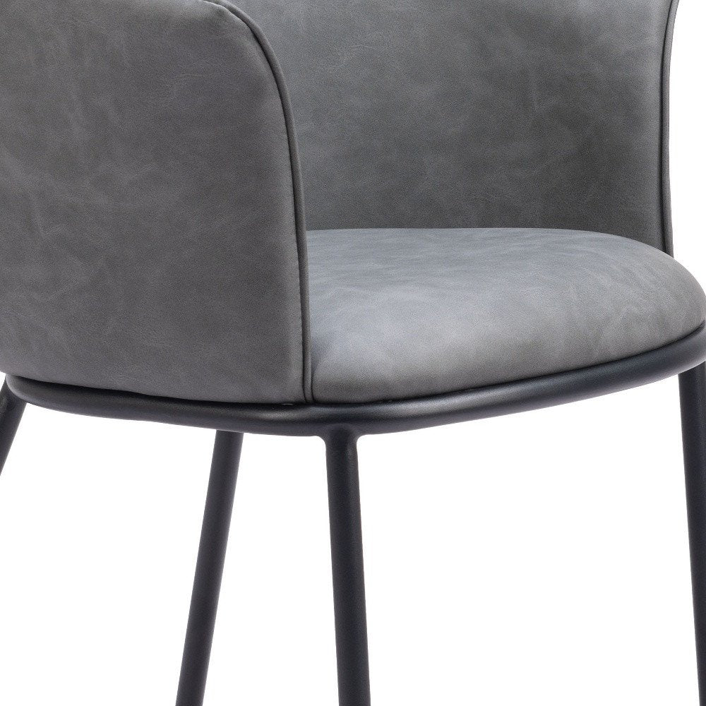 Brown and Black Upholstered Faux Leather Dining Arm Chair