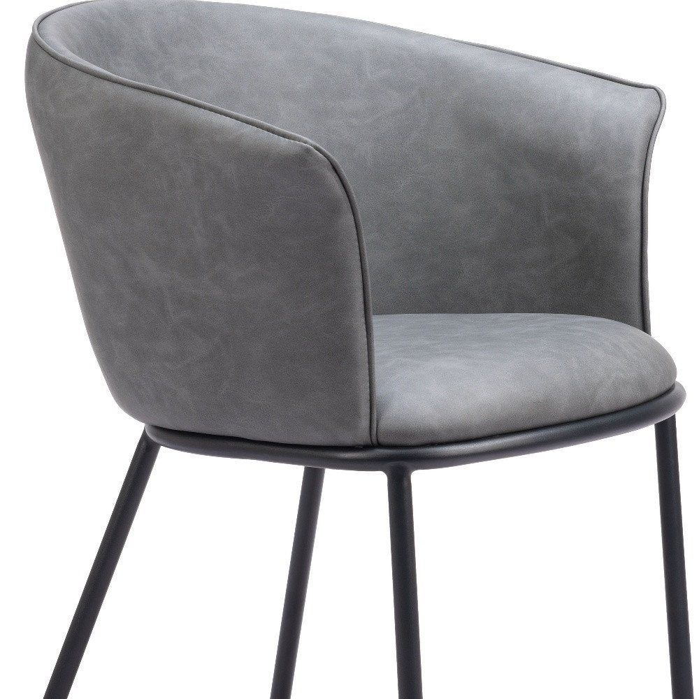 Brown and Black Upholstered Faux Leather Dining Arm Chair