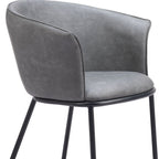 Brown and Black Upholstered Faux Leather Dining Arm Chair