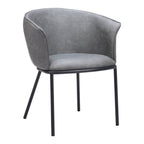 Brown and Black Upholstered Faux Leather Dining Arm Chair