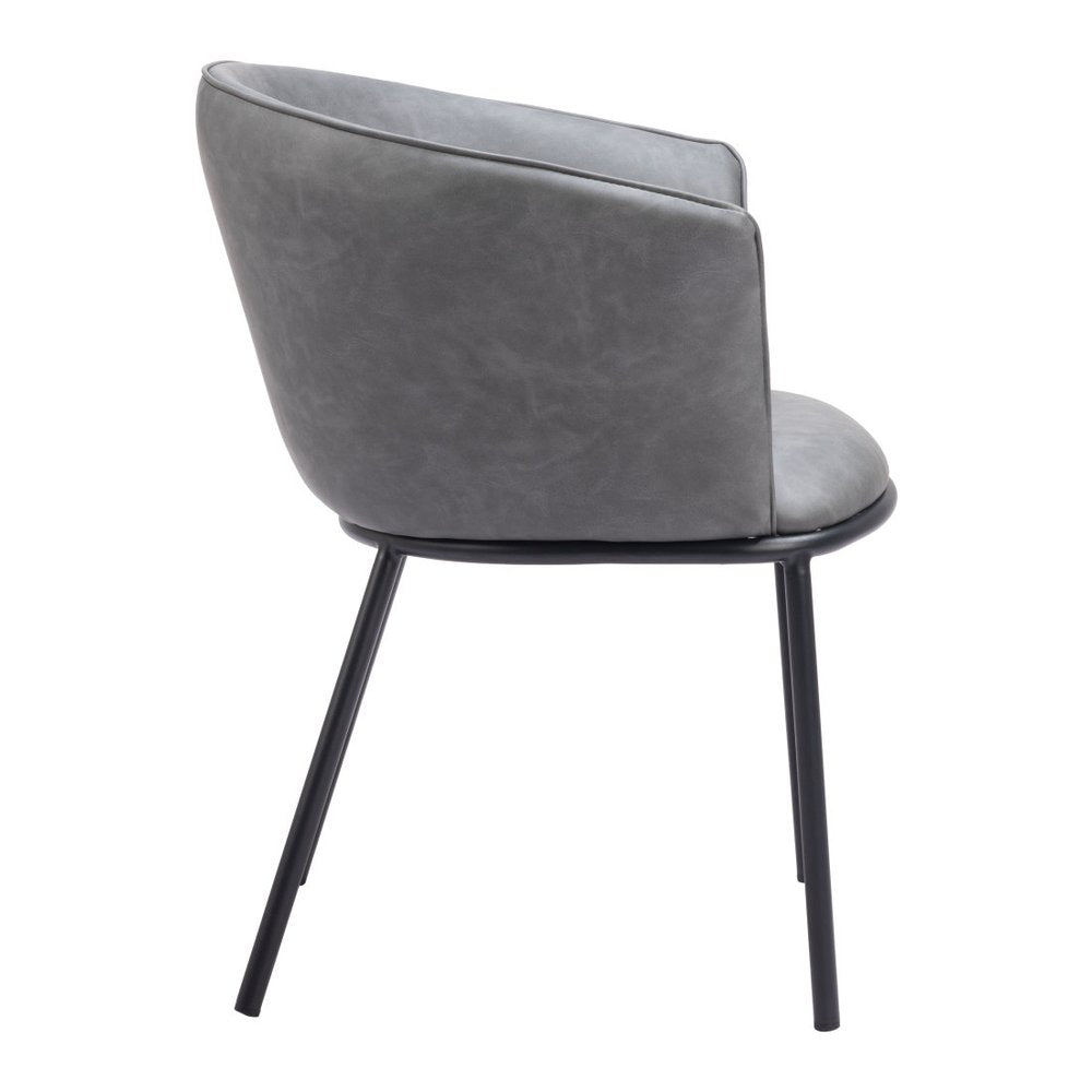 Brown and Black Upholstered Faux Leather Dining Arm Chair