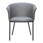 Brown and Black Upholstered Faux Leather Dining Arm Chair