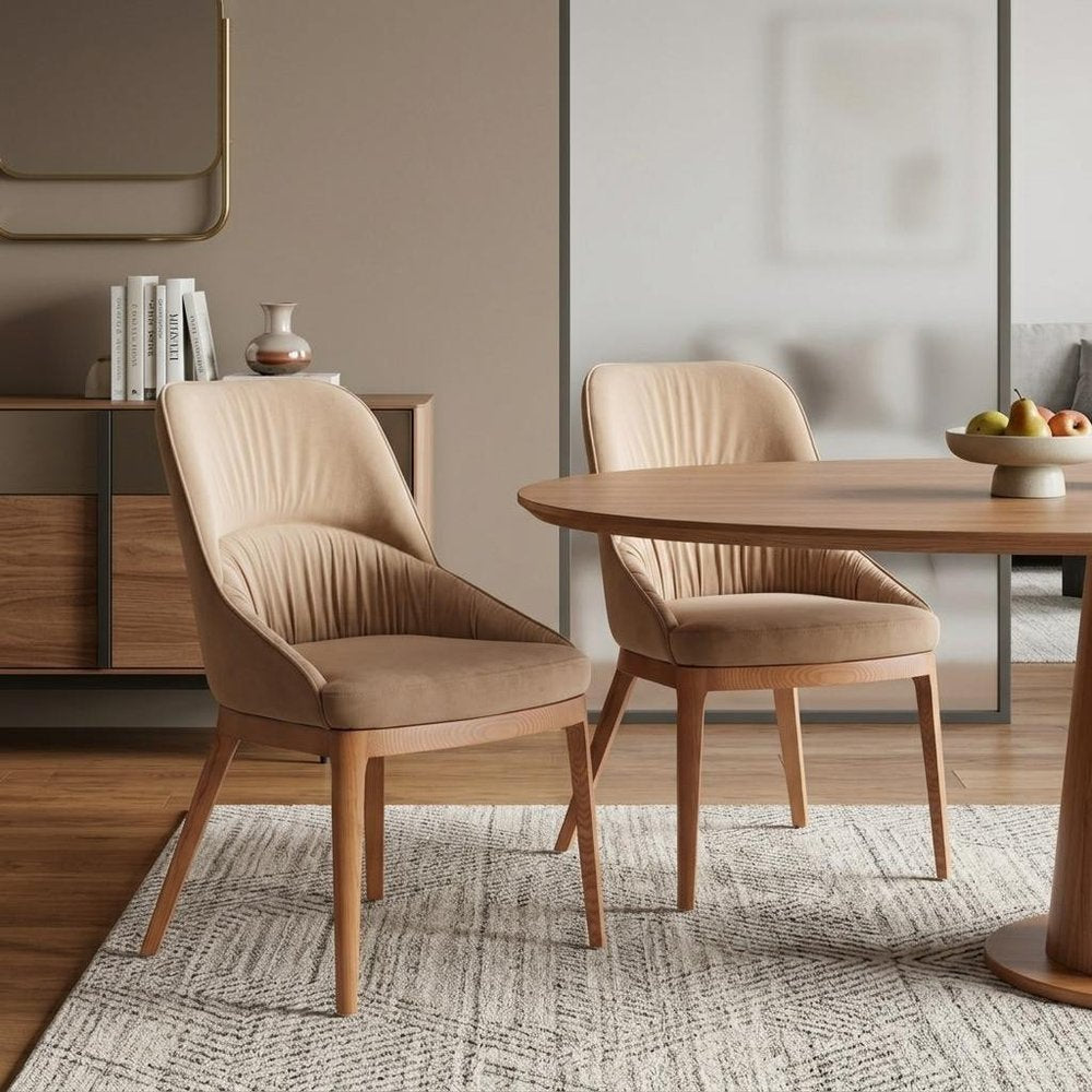 Set of Two Slate Gray And Natural Faux Leather And Steel Dining Side Chairs