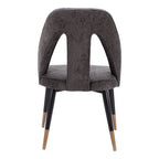 Ivory Black And Gold Faux Shearling And Wood And Steel Open Back Dining Side Chair