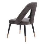 Ivory Black And Gold Faux Shearling And Wood And Steel Open Back Dining Side Chair