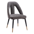 Ivory Black And Gold Faux Shearling And Wood And Steel Open Back Dining Side Chair