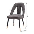 Ivory Black And Gold Faux Shearling And Wood And Steel Open Back Dining Side Chair