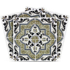 12" x 12" Olive Green Vinyl Arabesque Peel And Stick Removable Tiles