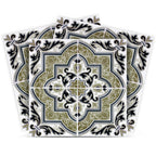 12" x 12" Olive Green Vinyl Arabesque Peel And Stick Removable Tiles