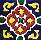12" x 12" Blue And Red Vinyl Arabesque Peel And Stick Removable Tiles