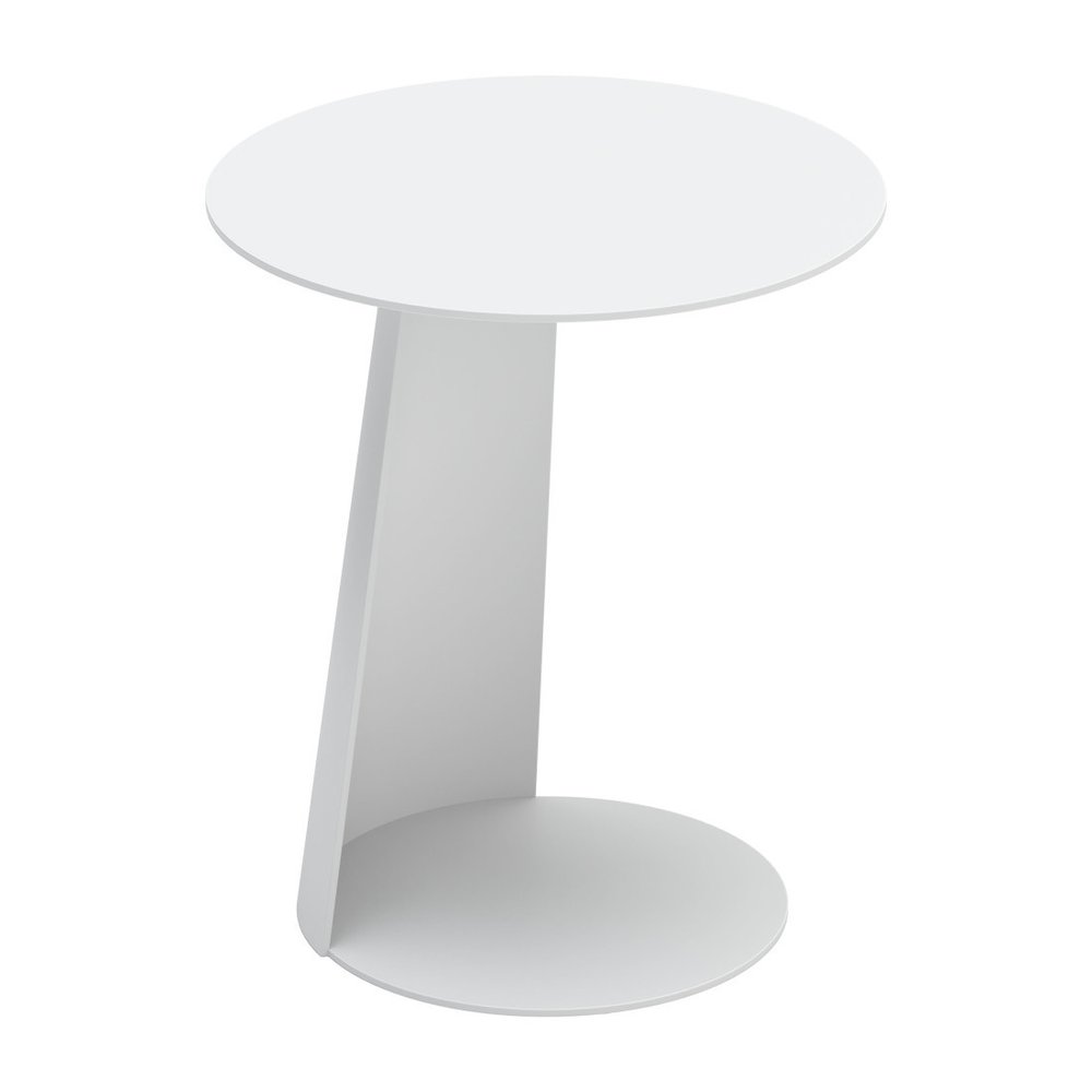16" White Aluminum Rounded Outdoor Side Table