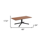 48" Brown and Black Wood and Steel Pedestal Coffee Table