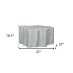 37" Silver Aluminum Free Form Solid Coffee Table