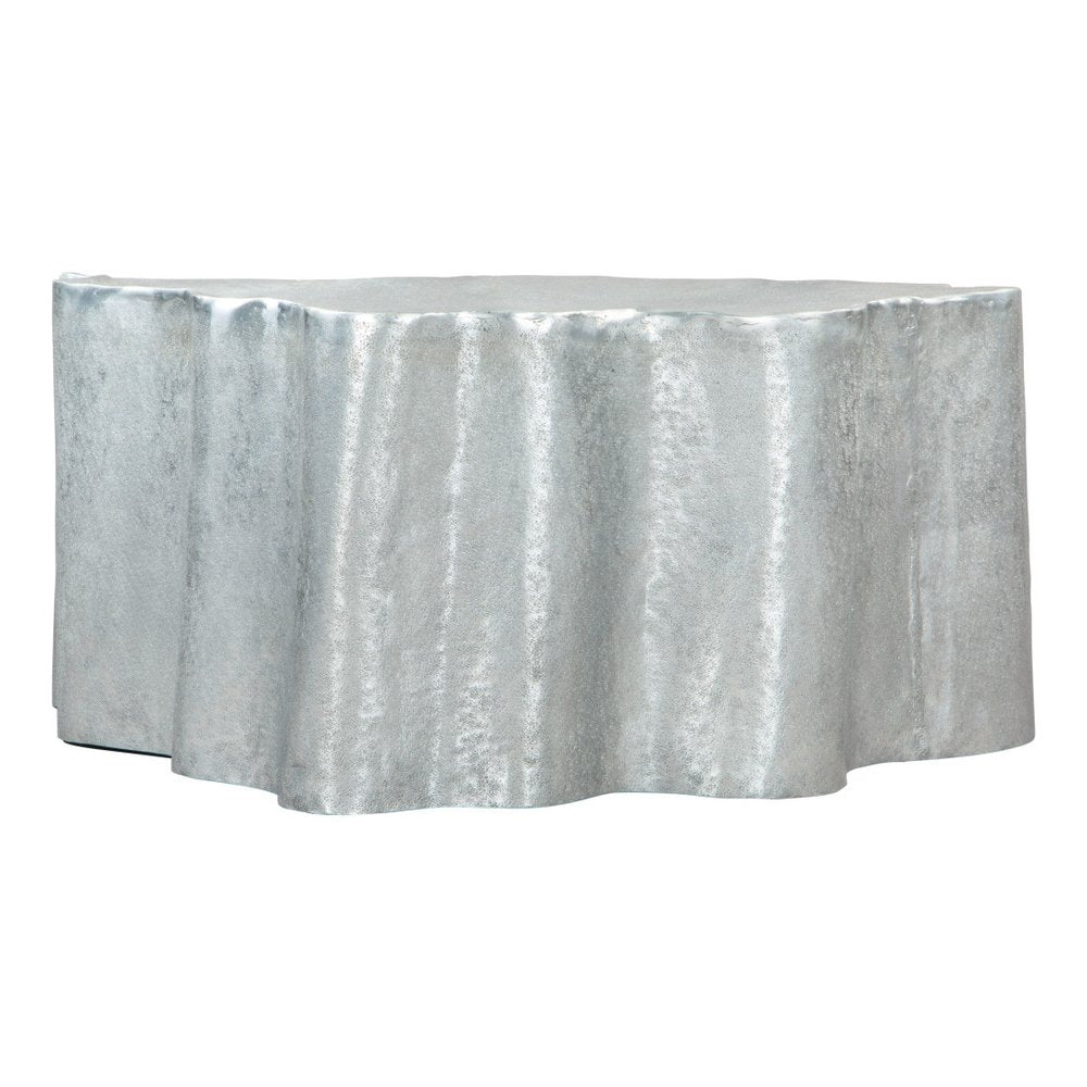 37" Silver Aluminum Free Form Solid Coffee Table
