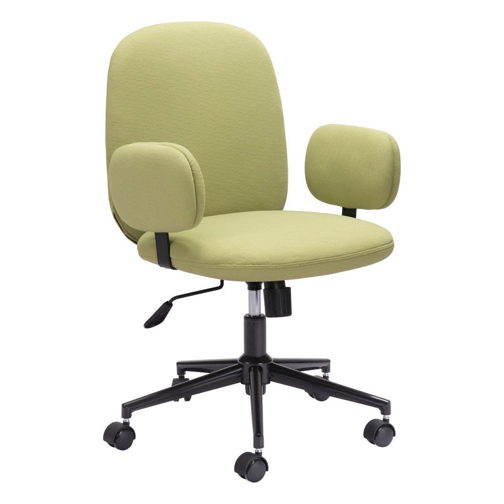 Beige and Black Adjustable Height Swivel Rolling Office Chair