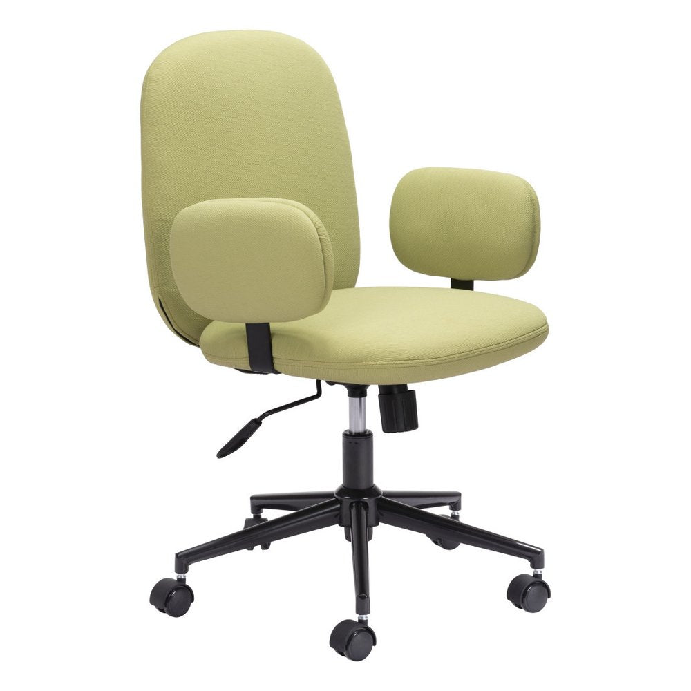 Beige and Black Adjustable Height Swivel Rolling Office Chair