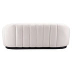 85" Cream Upholstered Curved Sofa