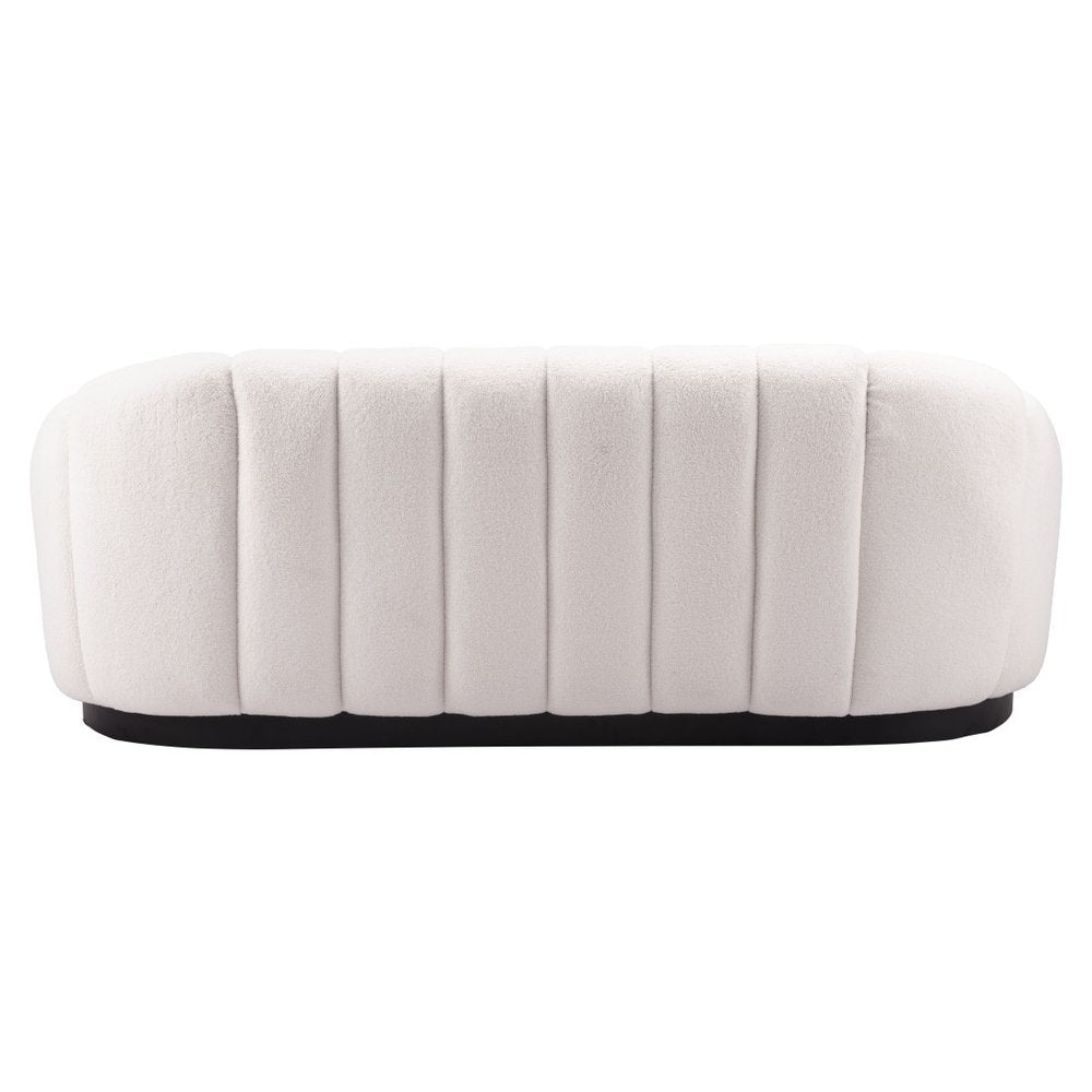 85" Cream Upholstered Curved Sofa