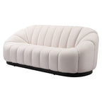 85" Cream Upholstered Curved Sofa