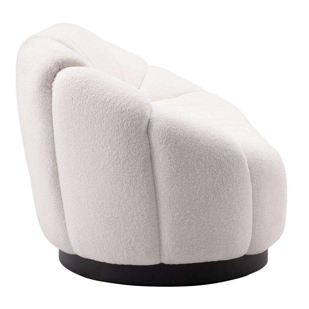 85" Cream Upholstered Curved Sofa