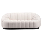 85" Cream Upholstered Curved Sofa