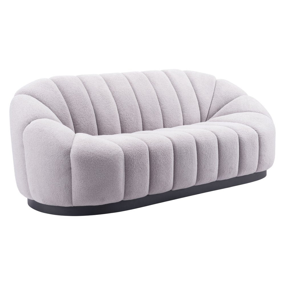 85" Light Gray Upholstered Curved Sofa