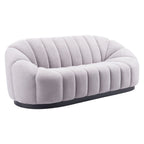 85" Light Gray Upholstered Curved Sofa