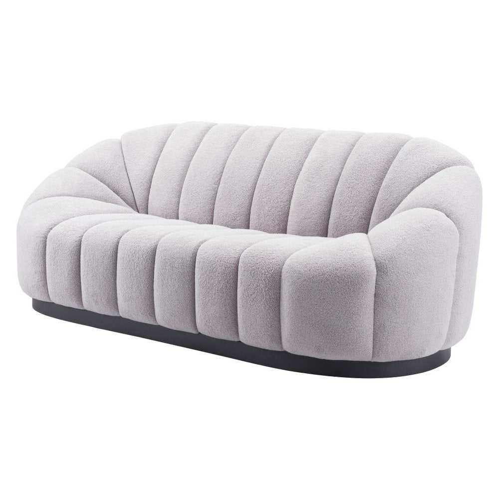 85" Light Gray Upholstered Curved Sofa