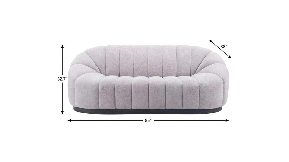 85" Light Gray Upholstered Curved Sofa