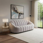 85" Light Gray Upholstered Curved Sofa