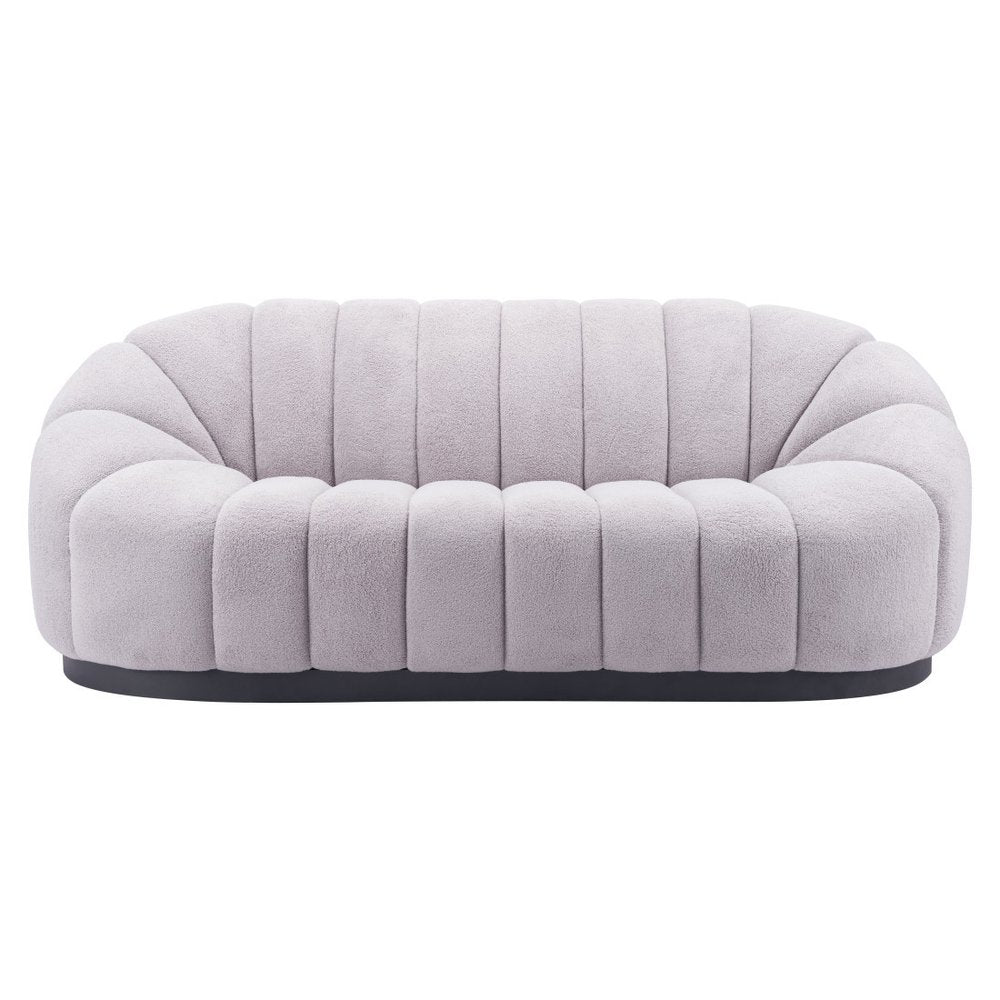 85" Light Gray Upholstered Curved Sofa