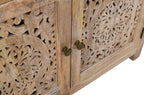 30" Natural Solid Wood Textured Door Accent Cabinet With Two Doors