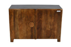 30" Gray Distressed Solid Wood Textured Door Accent Cabinet With Two Doors