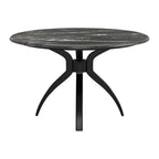 50" Black Faux Marble and Steel Pedestal Base Round Top Dining Table
