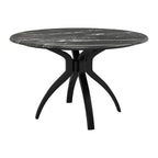 50" Black Faux Marble and Steel Pedestal Base Round Top Dining Table