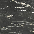 50" Black Faux Marble and Steel Pedestal Base Round Top Dining Table