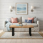 39" Natural And Black Solid Wood And Iron Square Distressed Coffee Table