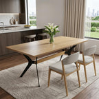 79" Brown and Red Wood and Metal Trestle Base Dining Table