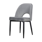 Set of Two Gray And Black Slipcovered Velvet And Wood Partially Open Back Dining Side Chairs