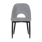 Set of Two Gray And Black Slipcovered Velvet And Wood Partially Open Back Dining Side Chairs