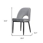 Set of Two Gray And Black Slipcovered Velvet And Wood Partially Open Back Dining Side Chairs