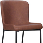 Set of Two Brown And Black Slipcovered Faux Leather And Wood Dining Side Chairs