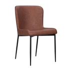 Set of Two Brown And Black Slipcovered Faux Leather And Wood Dining Side Chairs